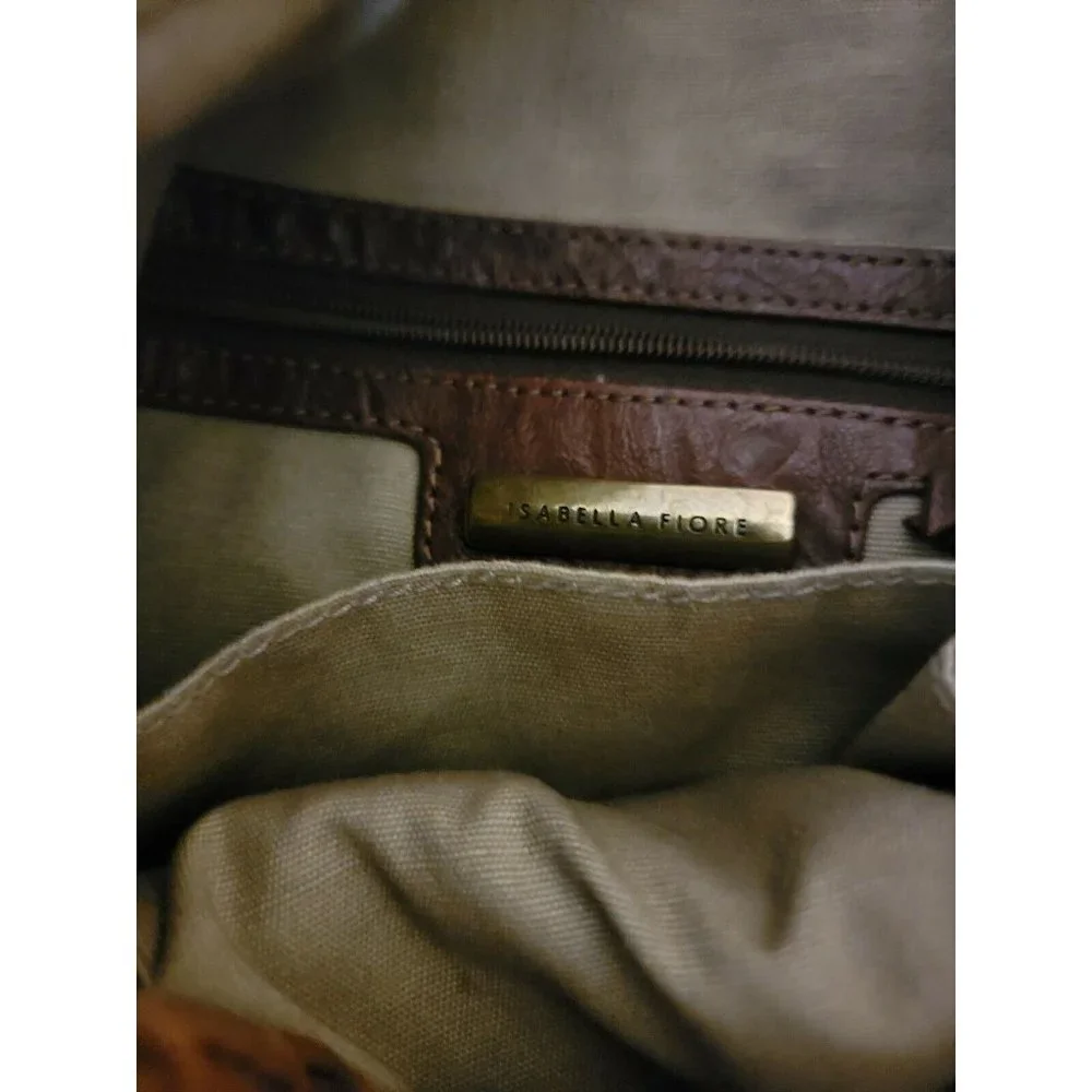 Isabella Fiore Twist Sis Skylar Leather Bag In Chocolate Brown